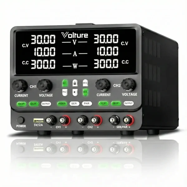 Fuente de Alimentación para Laboratorio Doble Canal Programable 30V 10A marca Volture con CS y CP (Serie / Paralelo)