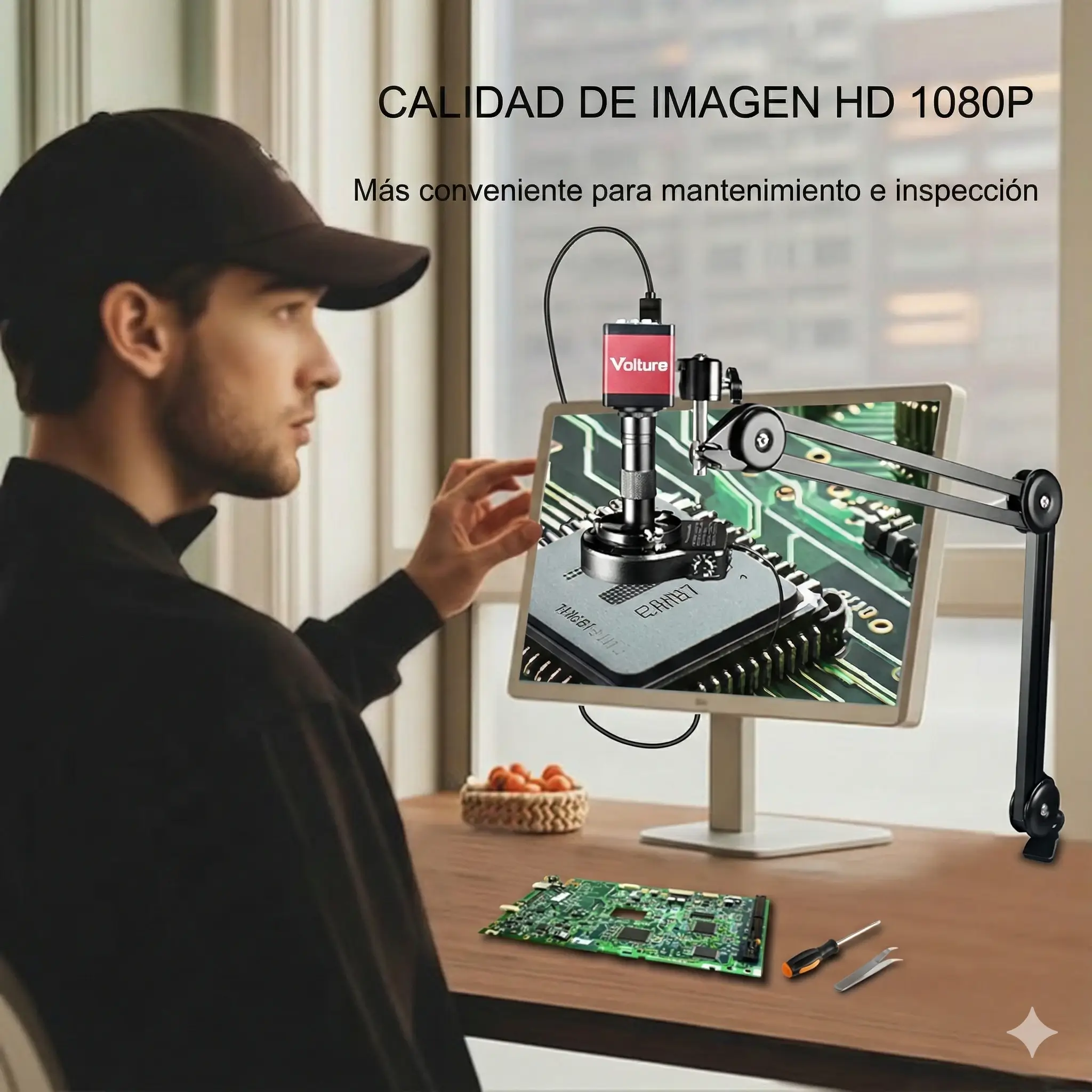Microscopio Digital Volture 13MP HDMI/VGA con Lente 150X y Brazo Articulado MechatronicStore Microscopio Digital Volture 13MP HDMI/VGA con Lente 150X y Brazo Articulado - Imagen 4