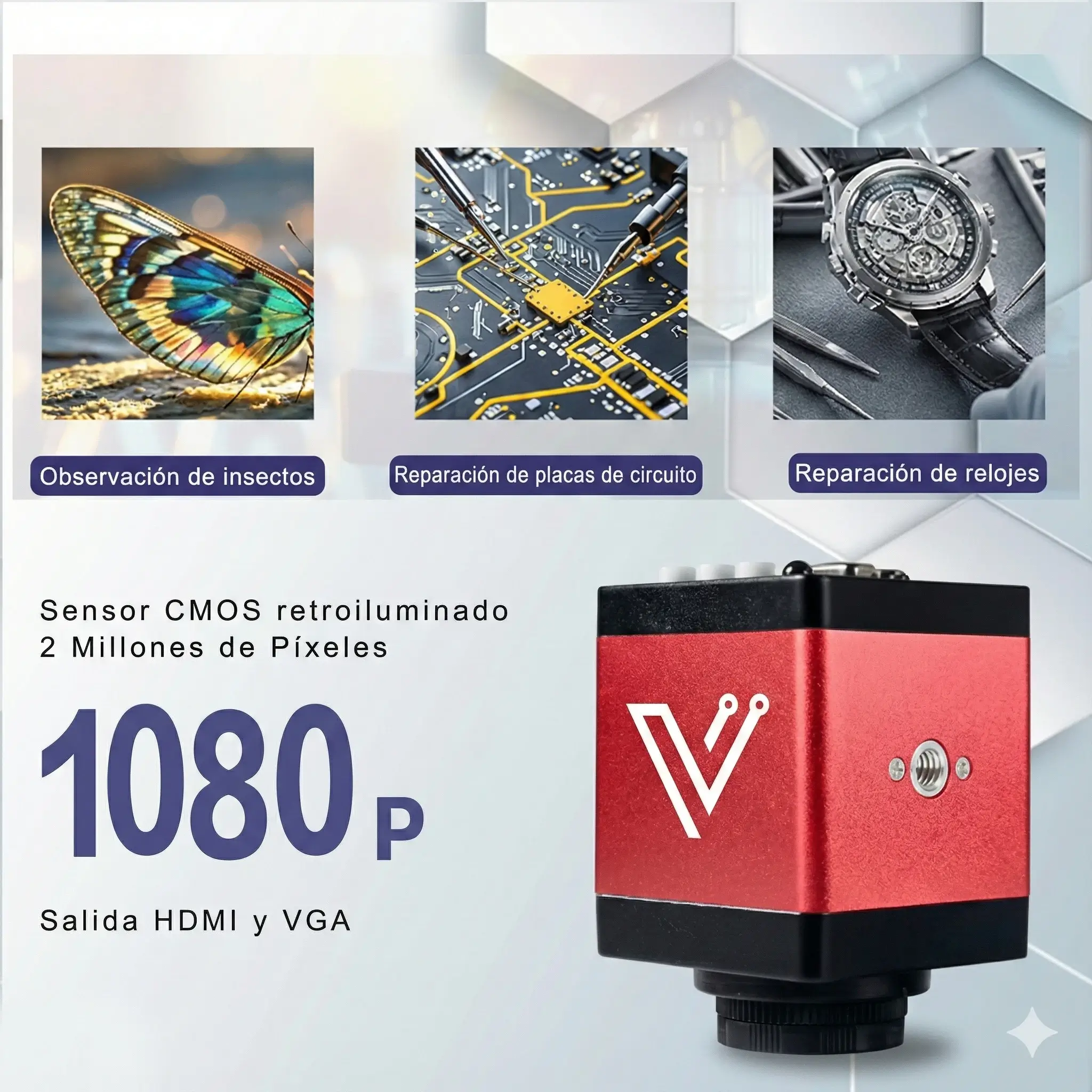 Microscopio Digital Volture 13MP HDMI/VGA con Lente 150X y Brazo Articulado MechatronicStore Microscopio Digital Volture 13MP HDMI/VGA con Lente 150X y Brazo Articulado - Imagen 3