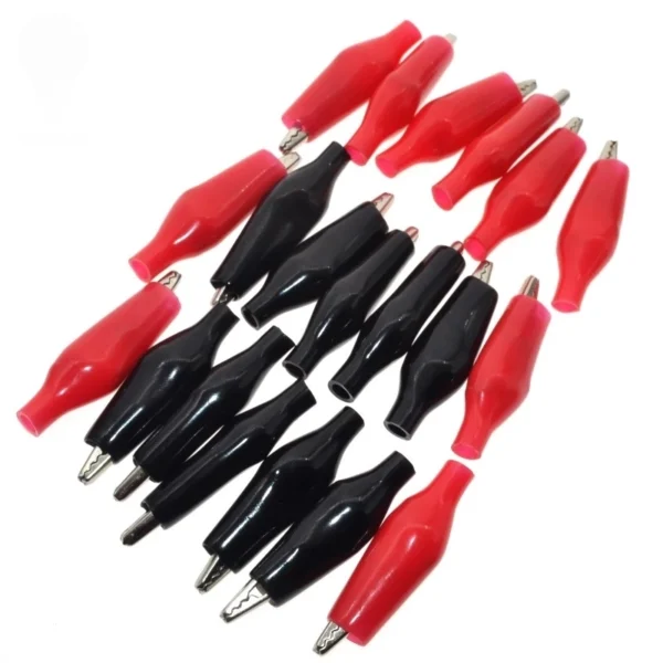 20 Pinzas Cocodrilo Rojo y Negro de 28mm