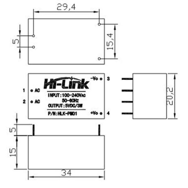 Módulo HLK-PM01 rectificador 220V a 5V