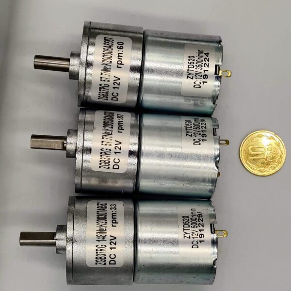 Motor con Reductor 12V 10Kg/cm 33-60-87 RPM