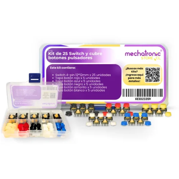 Kit de 25 Switch y cubre botón pulsador con caja