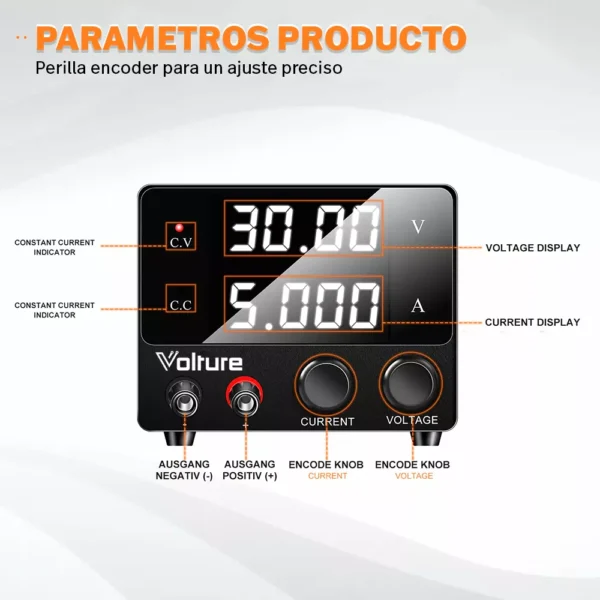 Fuente De Alimentación Pro 30v 5a Volture + Accesorios - Imagen 5
