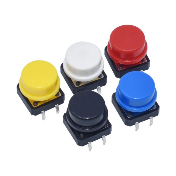 Kit 25 Botones Pulsadores Switch 4 Pines con Tapas de colores 12x12mm