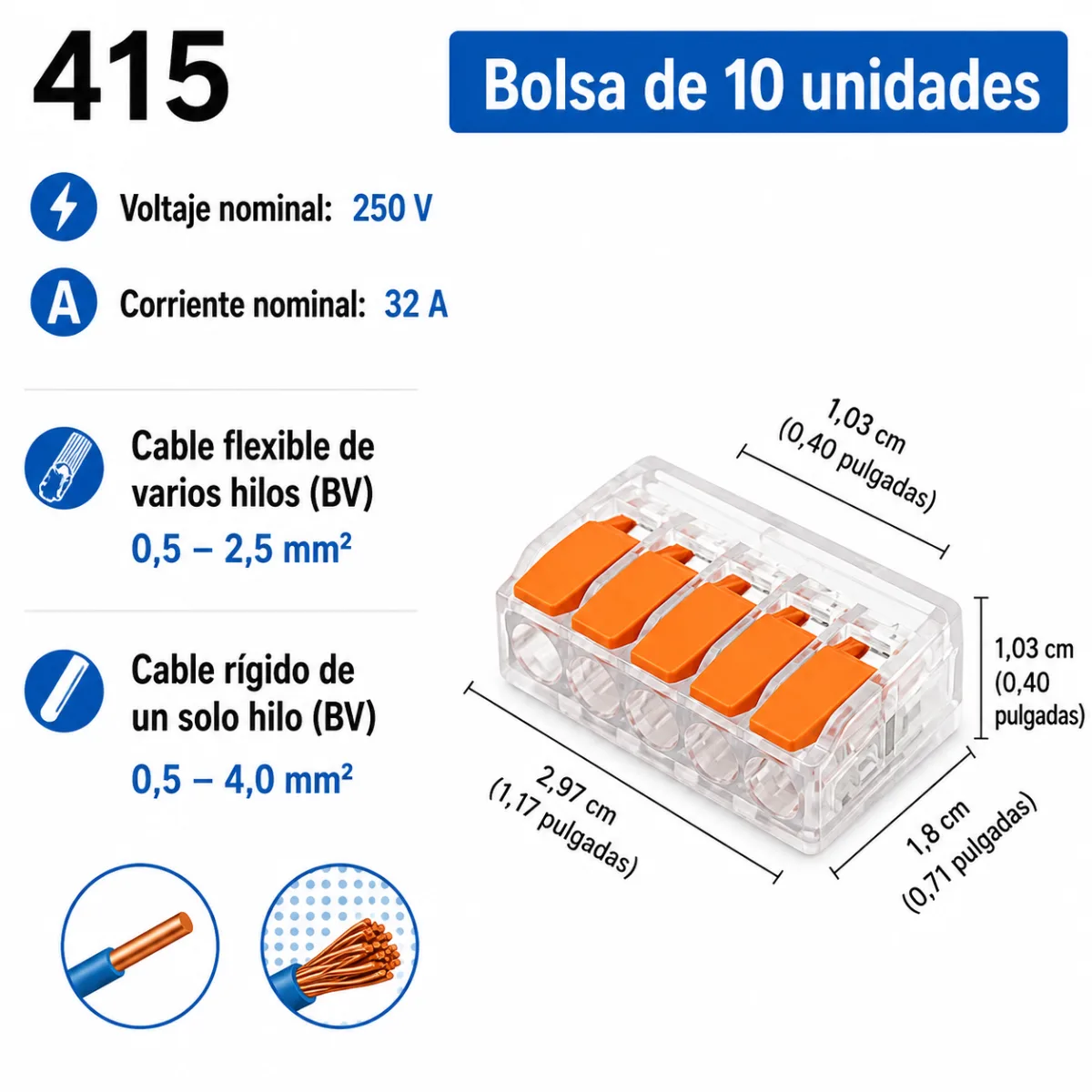 Conector de Empalme Rápido con Palanca 2, 3 y 5 Pines (Tipo PCT 221) (5)