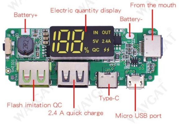 Conexion Power Bank con Carga Rápida 5V 2.4A tipo C