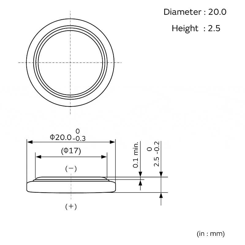 Pila CR2025 EL 3V Litio 20mm x 2.5mm - KONEXT