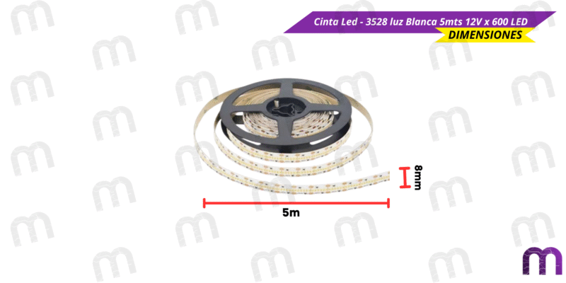 Cinta Led Cinta Led - 3528 luz Blanca 5mts 12V x 600 LED