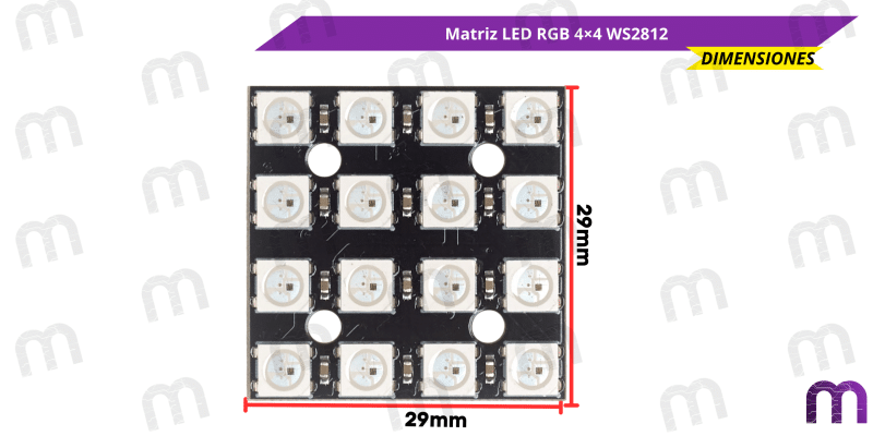 Matriz LED RGB 4×4 WS2812 MechatronicStore Matriz LED RGB 4×4 WS2812