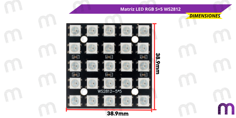 Matriz LED RGB 5×5 WS2812 MechatronicStore Matriz LED RGB 5×5 WS2812