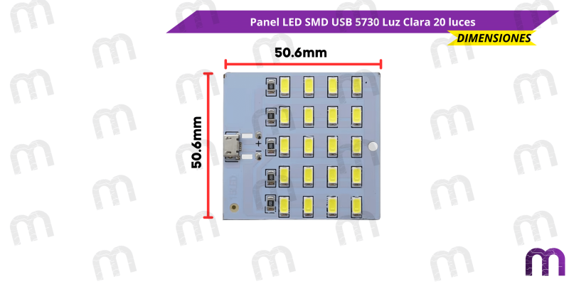 Panel LED SMD USB 5730 Luz Clara 20 luces