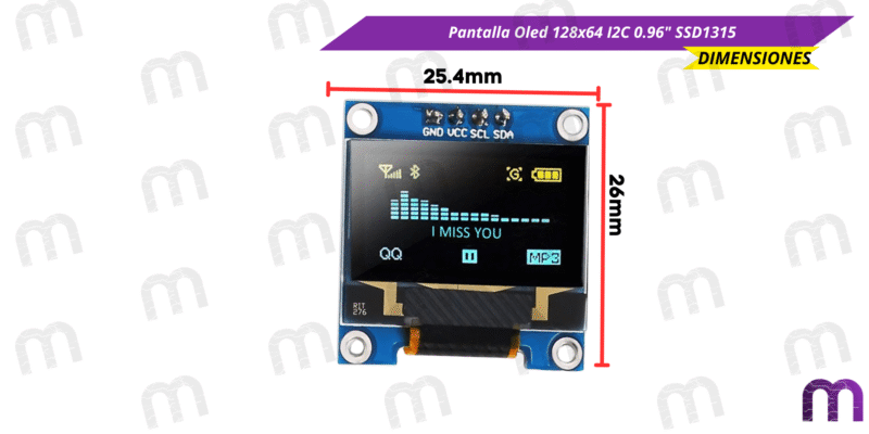 oled Pantalla Oled 128x64 I2C 0.96" SSD1315