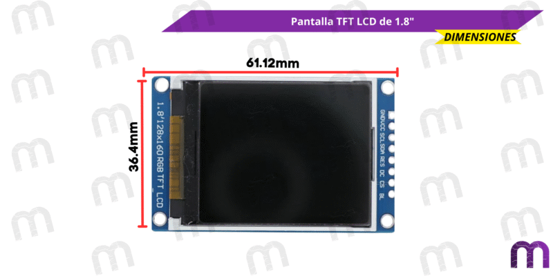 Pantalla TFT LCD de 1.8"