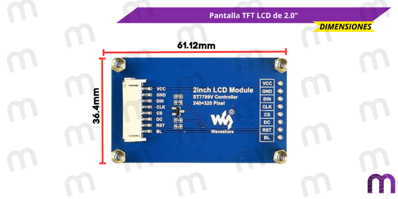 Pantalla TFT LCD de 2.0"