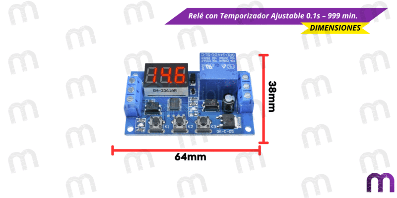 Relé con Temporizador Ajustable 0.1s - 999 min. MechatronicStore Relé con Temporizador Ajustable 0.1s - 999 min.