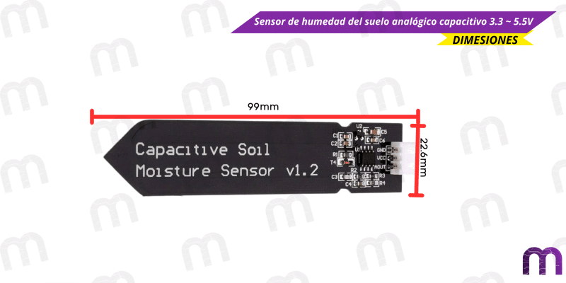 Sensor de humedad del suelo analógico capacitivo 3.3 ~ 5.5V