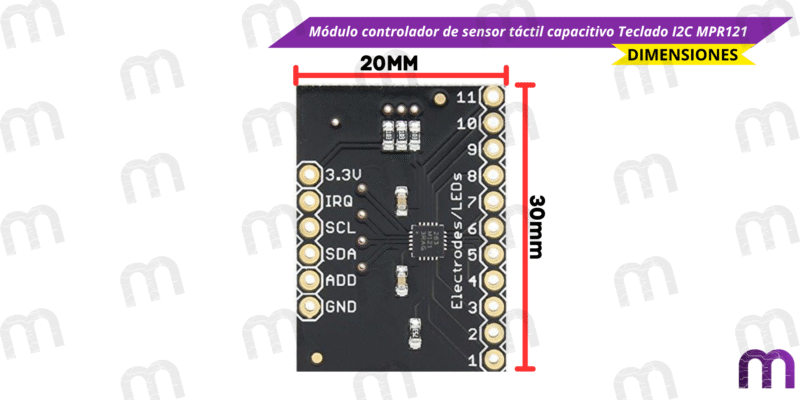 Módulo controlador de sensor táctil capacitivo Teclado I2C MPR121