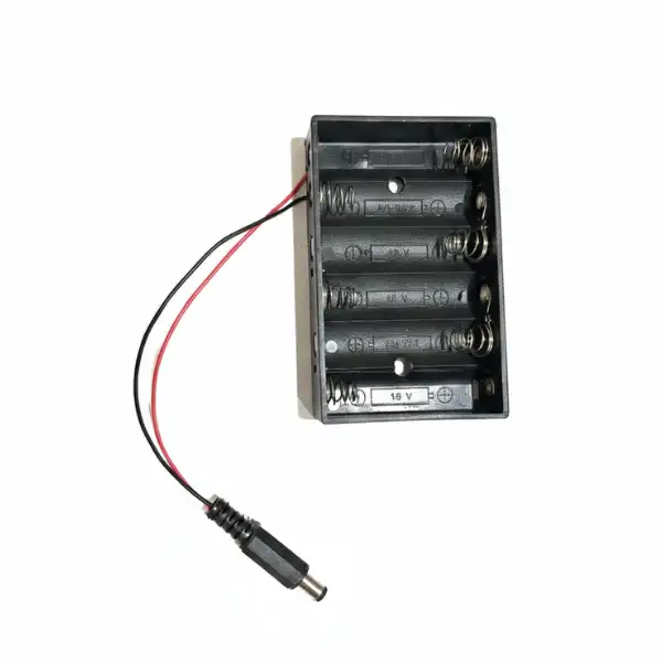 Porta Pilas 6x AA con Conector Jack DC MechatronicStore Porta Pila 6 x AA Salida