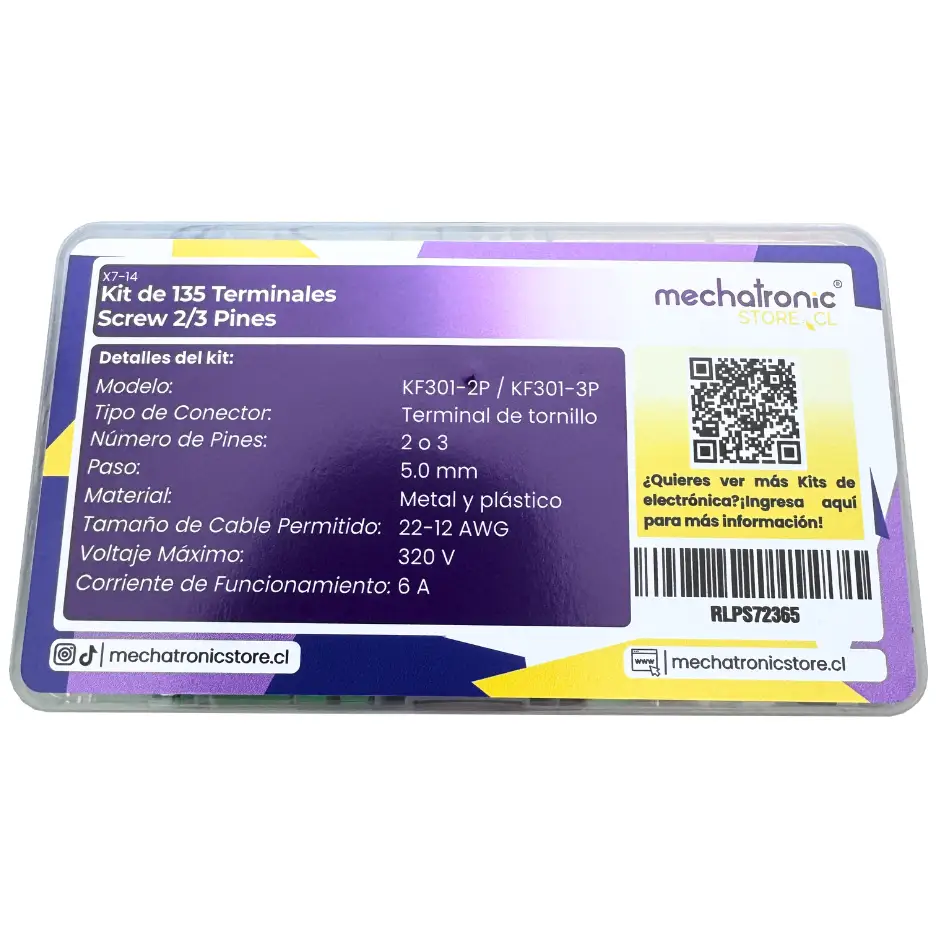 Kit de 135 Terminales Screw 2/3 Pines MechatronicStore Kit de 135 Terminales Screw 2/3 Pines - Imagen 2
