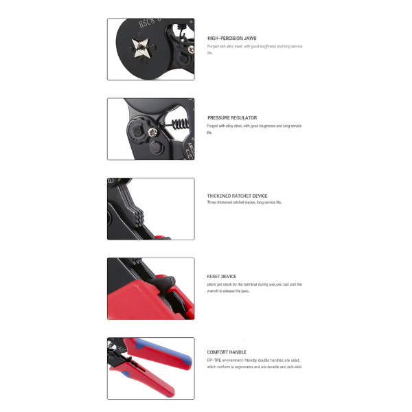 Kit Alicates de Crimpado HSC8 6-4A + 1200 Terminales Tubulares Ferrules Profesional (10)