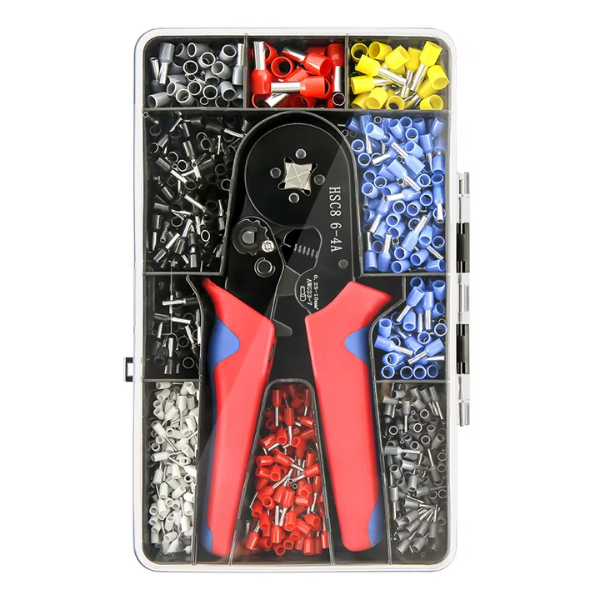 Kit Alicates de Crimpado HSC8 6-4A + 1200 Terminales Tubulares Ferrules Profesional