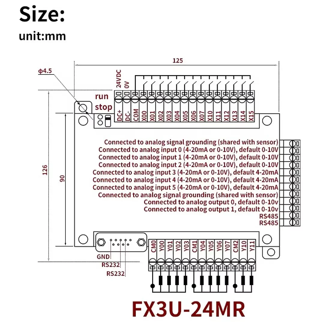 PLC FX3U-24MR RS485 14 Entradas 10 MechatronicStore PLC FX3U-24MR RS485 14 Entradas 10