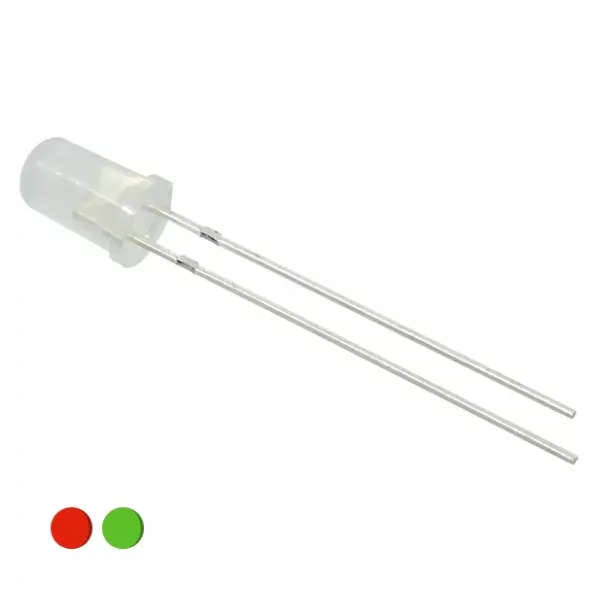 bicolor Diodo LED Bicolor Rojo y Verde 5mm Difuso de 2 Pines MechatronicStore Diodo LED Bicolor Rojo y Verde 5mm Difuso de 2 Pines