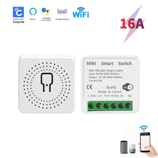 Módulo Interruptor Inteligente WiFi Mini (16A) MechatronicStore Módulo Interruptor Inteligente WiFi Mini (16A)
