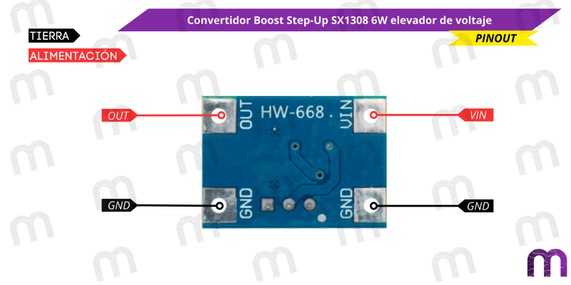 Convertidor Boost Step-Up SX1308 6W elevador de voltaje