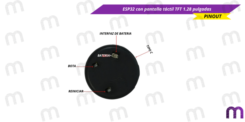 tft 1.28 ESP32 con pantalla táctil TFT 1.28 pulgadas