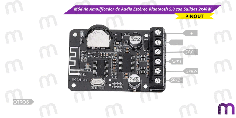 servomotor Módulo Amplificador de Audio Estéreo Bluetooth 5.0 con Salidas 2x40W