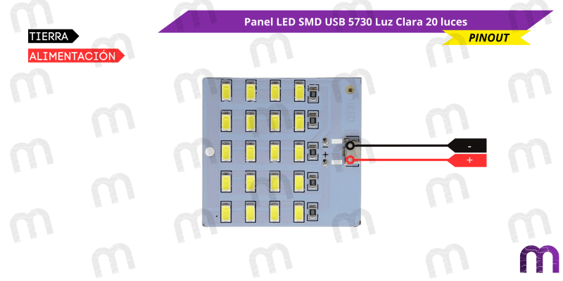 Panel LED SMD USB 5730 Luz Clara 20 luces