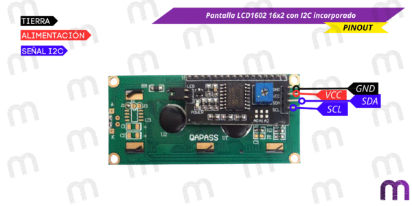 Pantalla LCD1602 16x2 con I2C incorporado - Imagen 7