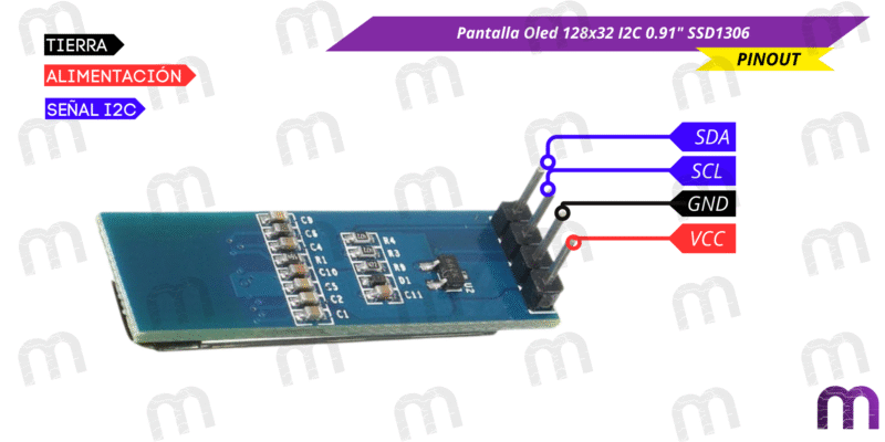 Oled Pantalla Oled 128x32 I2C 0.91" SSD1306