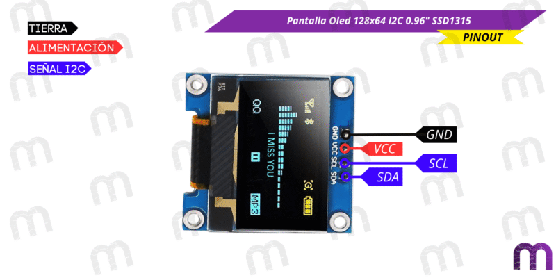 oled Pantalla Oled 128x64 I2C 0.96" SSD1315