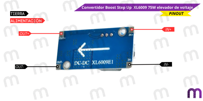 Convertidor Boost Step Up XL6009 75W elevador de voltaje