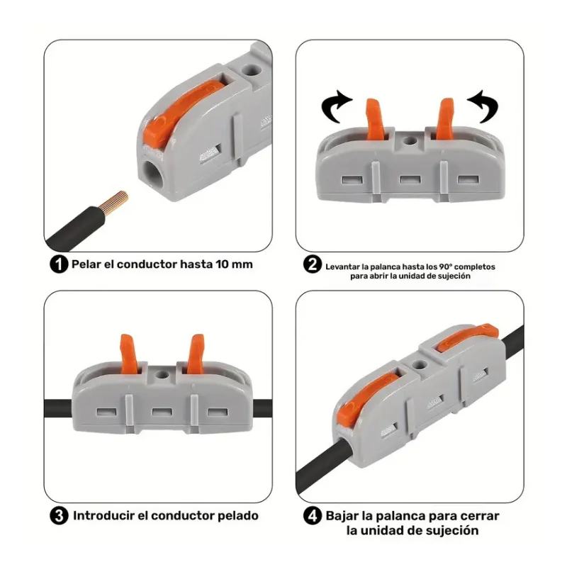 Pack de 100 conectores de empalme rápido tipo Wago 1_1 (3)