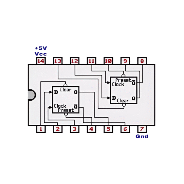 Circuito Integrado Flip Flop D 74LS74 - Imagen 2