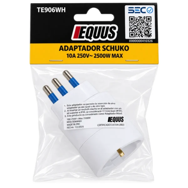 Adaptador Schuko Certificado SEC