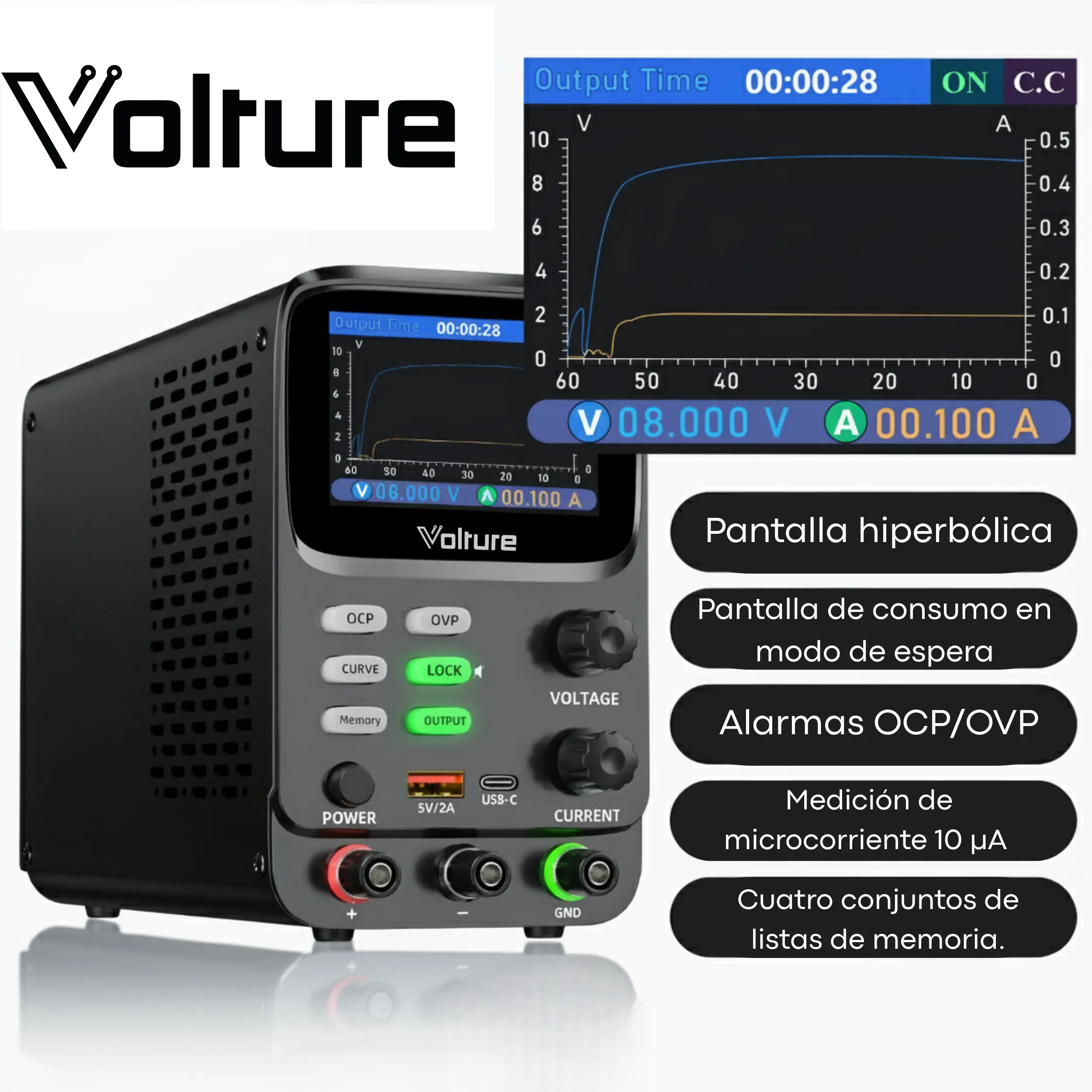 Fuente De Alimentación Programable 30v 10a Volture + Accesorios MechatronicStore Fuente De Alimentación Programable 30v 10a Volture + Accesorios - Imagen 3