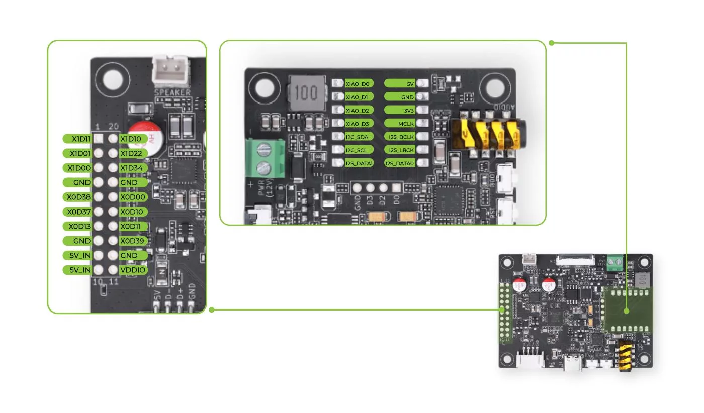 array de micrófonos XMOS XVF3800 Array 4 Micrófonos XMOS XVF3800 SeeedStudio MechatronicStore Array 4 Micrófonos XMOS XVF3800 SeeedStudio — vista 8