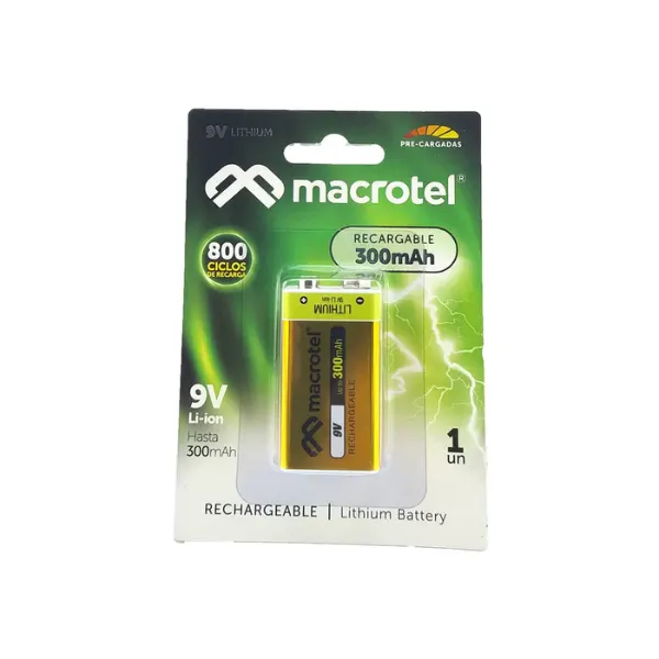Batería Recargable 9V 300mAh Macrotel Li-ion