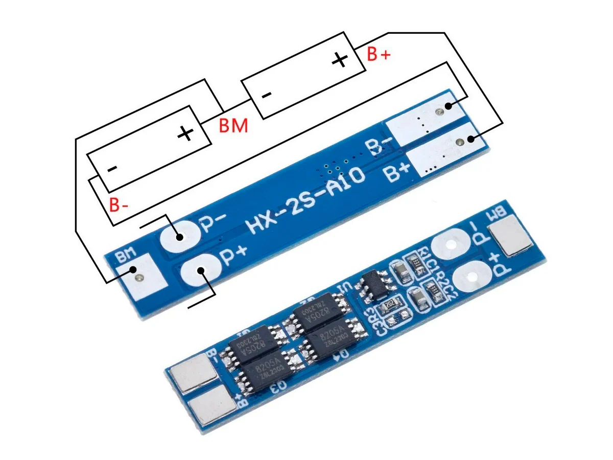 BMS BMS 2S 16A Para baterías 18650 MechatronicStore BMS 2S conexion 18650