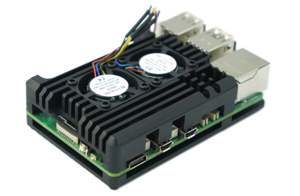 Carcasa Aluminio doble ventilador RPI5