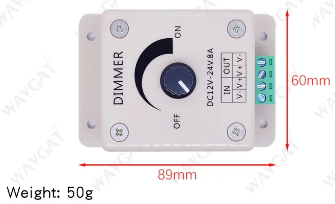 dimensiones Dimmer Atenuador de Módulo Luces LED 8A 1224V