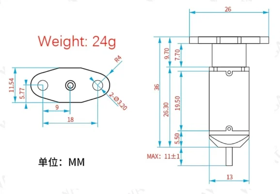 dimensiones Sensor 3DTouch para Nivelación de Impresoras 3D 2