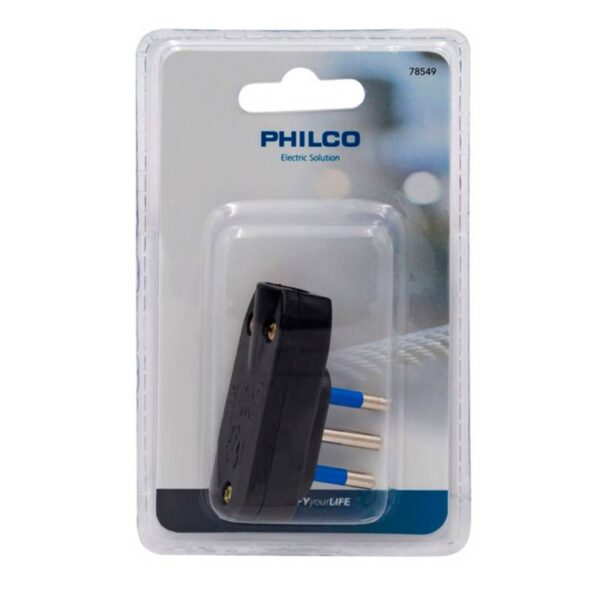 Enchufe macho horizontal 2P + T Negro Philco