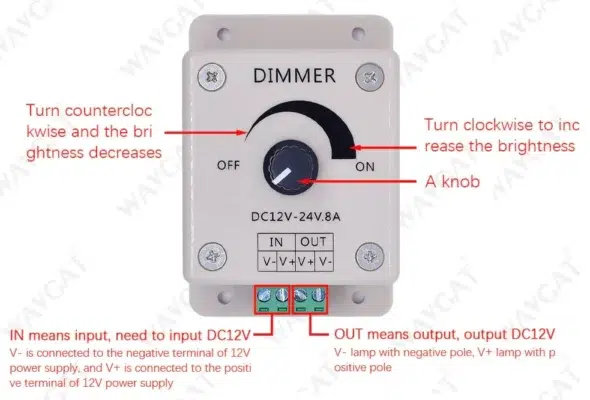entradas Dimmer Atenuador de Módulo Luces LED 8A 1224V