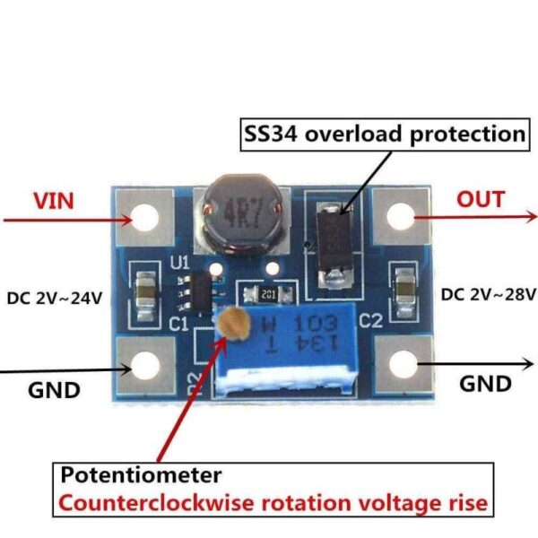 Convertidor Boost Step-Up SX1308 6W elevador de voltaje - Imagen 4